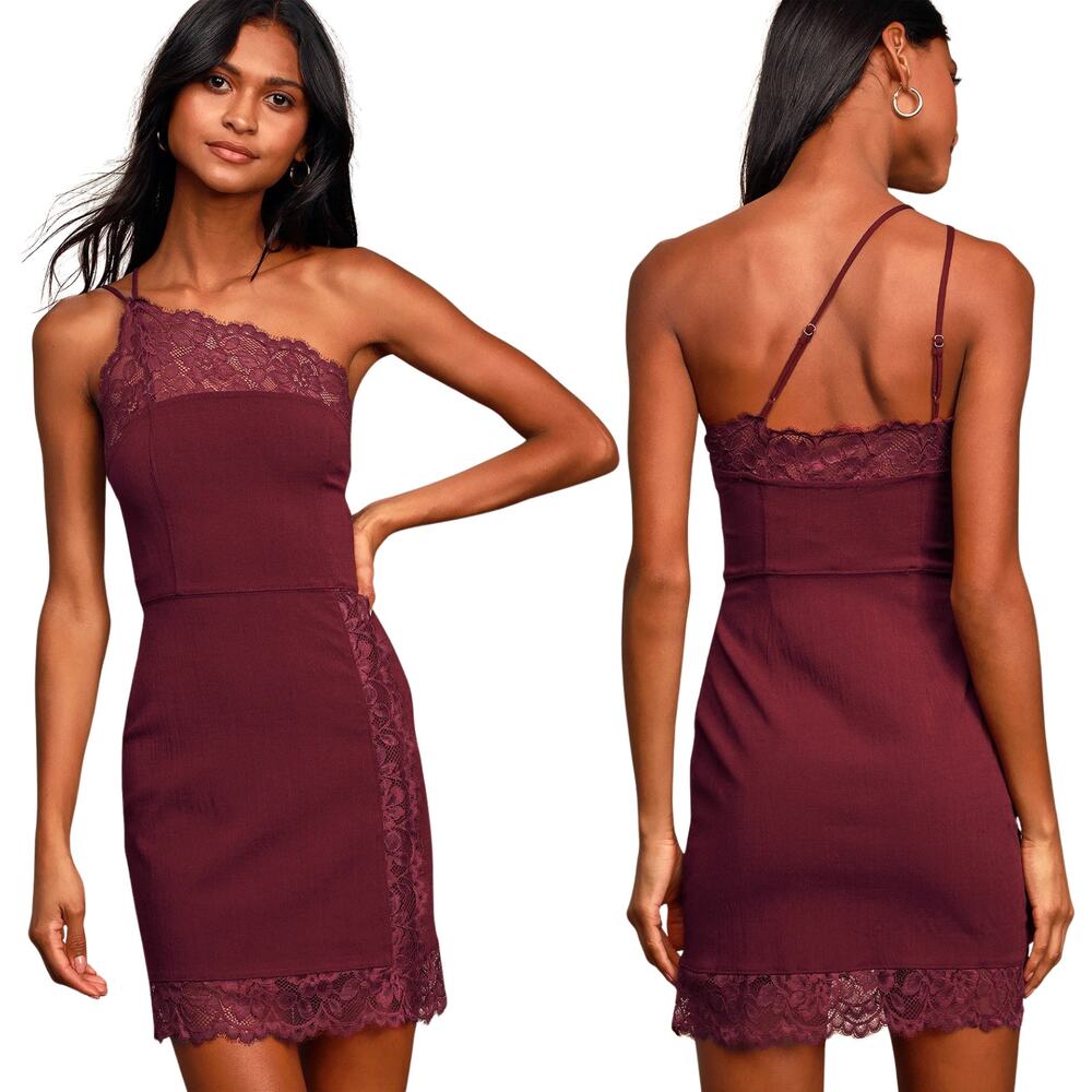 Free People Premonitions Mini Dress Lace One Shoulder Party Cocktail Hoco XS